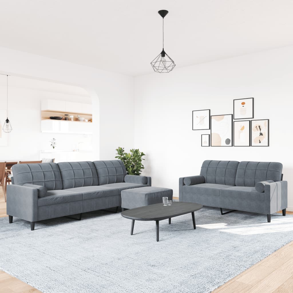 3-delige Loungeset met kussens en bolsters fluweel donkergrijs is nu te koop bij PeponiXL, paradijselijk wonen!