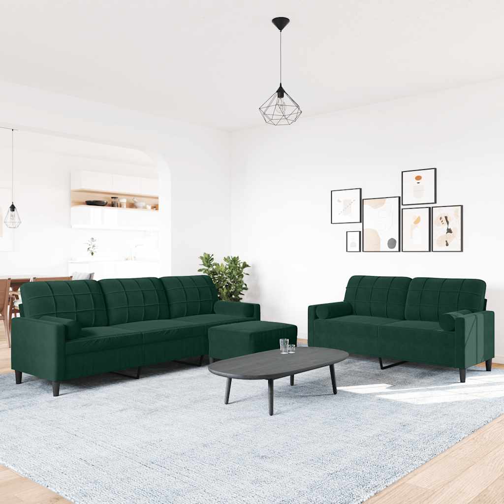 3-delige Loungeset met kussens en bolsters fluweel donkergroen is nu te koop bij PeponiXL, paradijselijk wonen!