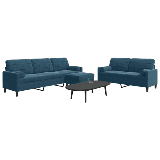 3-delige Loungeset met kussens en bolsters fluweel blauw is nu te koop bij PeponiXL, paradijselijk wonen!