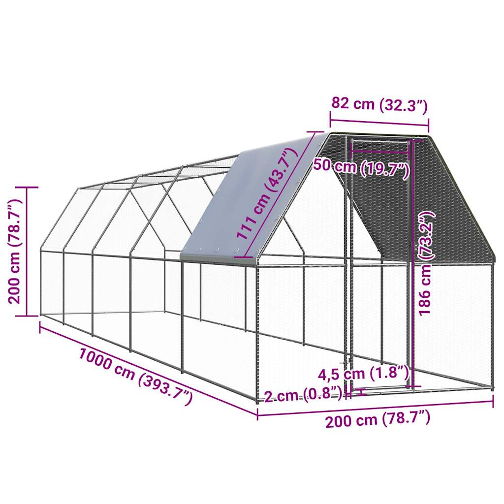 Kippenhok 2x10x2 m gegalvaniseerd staal is nu te koop bij PeponiXL, paradijselijk wonen!