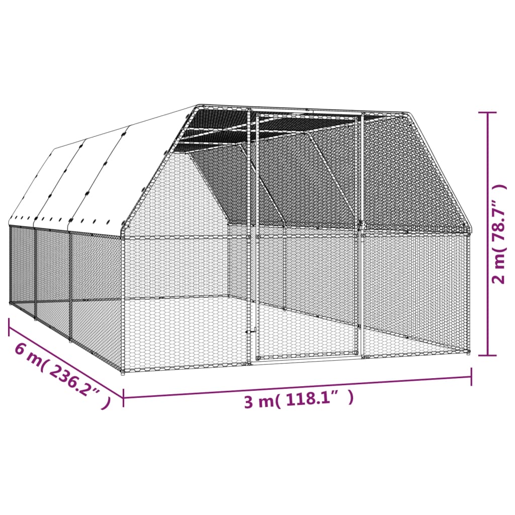 Kippenhok 3x6x2 m gegalvaniseerd staal is nu te koop bij PeponiXL, paradijselijk wonen!