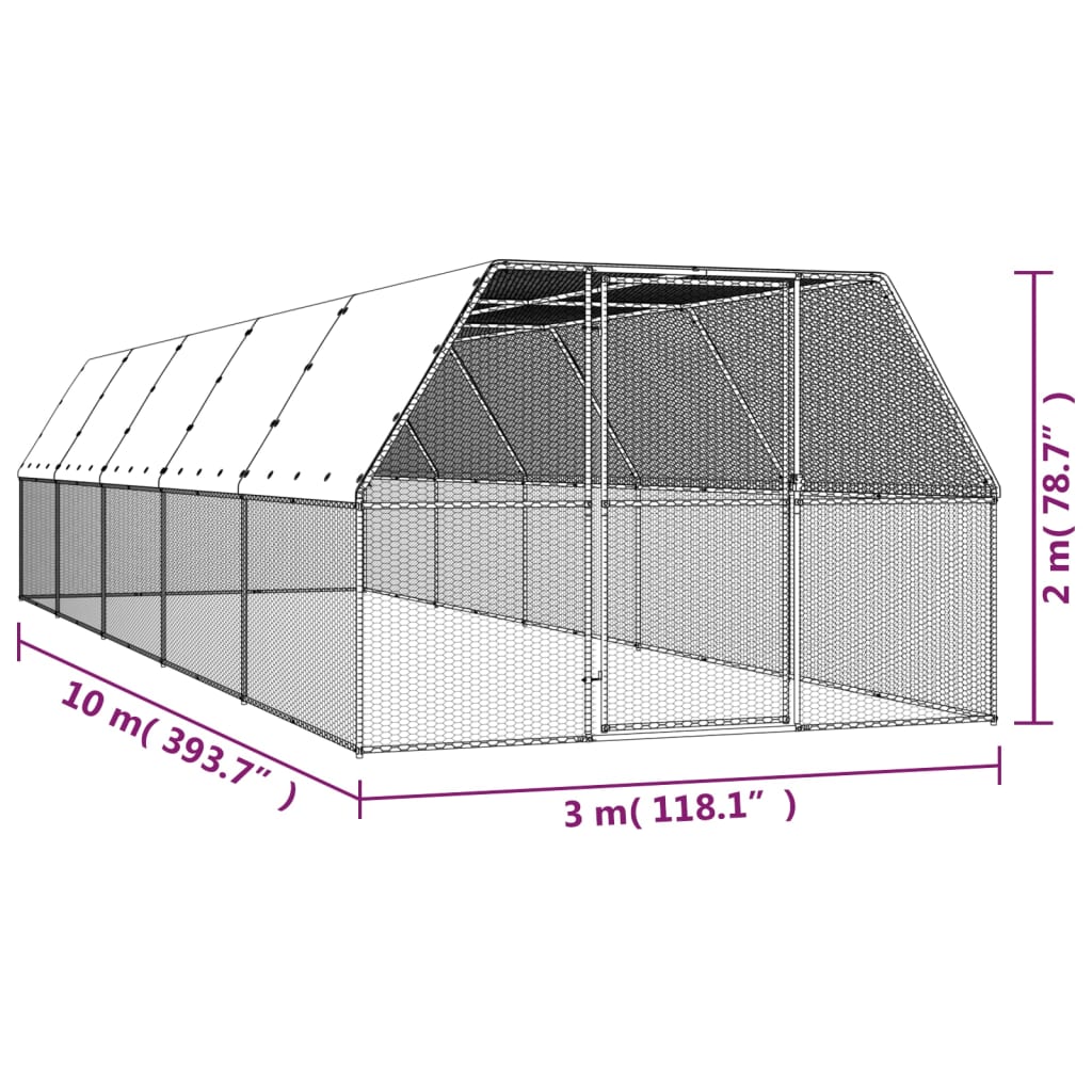 Kippenhok 3x10x2 m gegalvaniseerd staal is nu te koop bij PeponiXL, paradijselijk wonen!