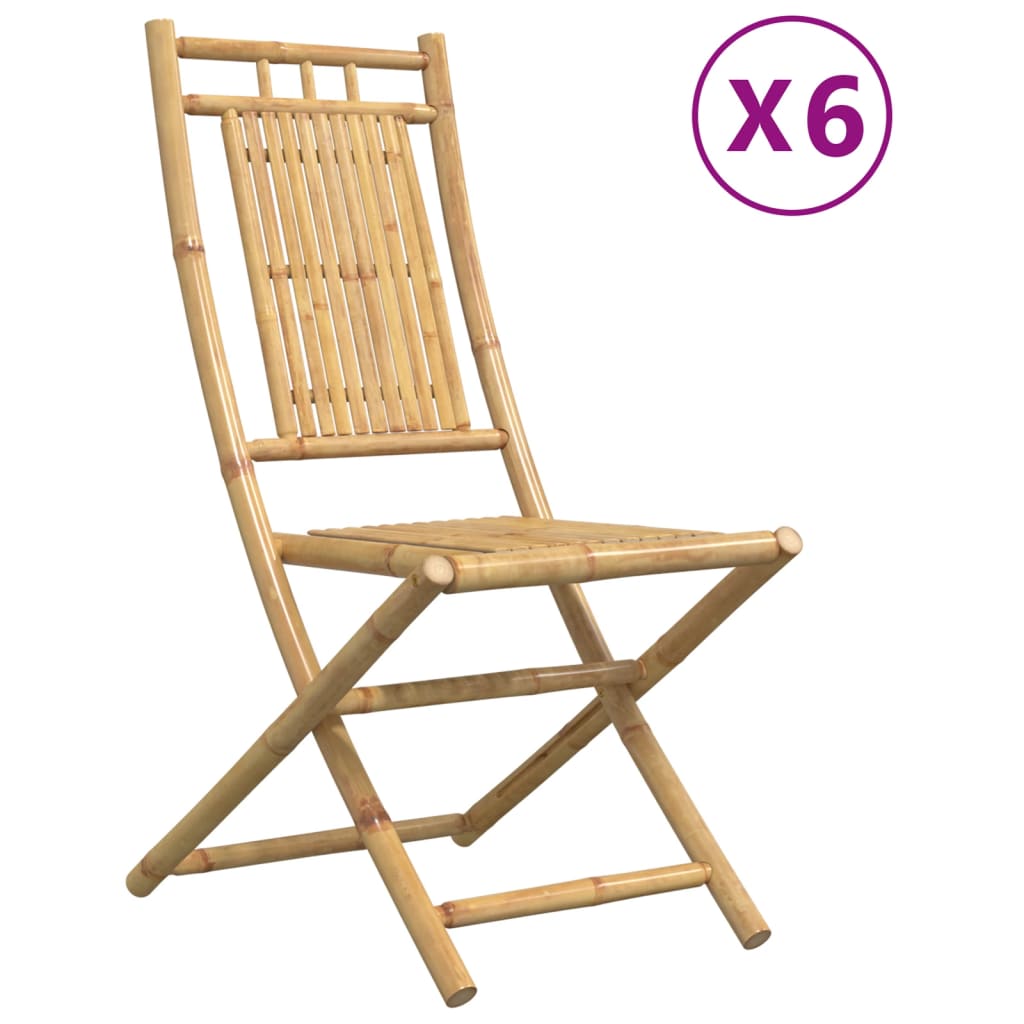 Tuinstoelen 6 st inklapbaar 46x66x99 bamboe is nu te koop bij PeponiXL, paradijselijk wonen!