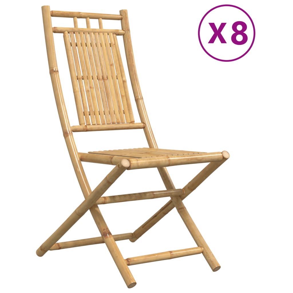 Tuinstoelen 8 st inklapbaar 46x66x99 bamboe is nu te koop bij PeponiXL, paradijselijk wonen!