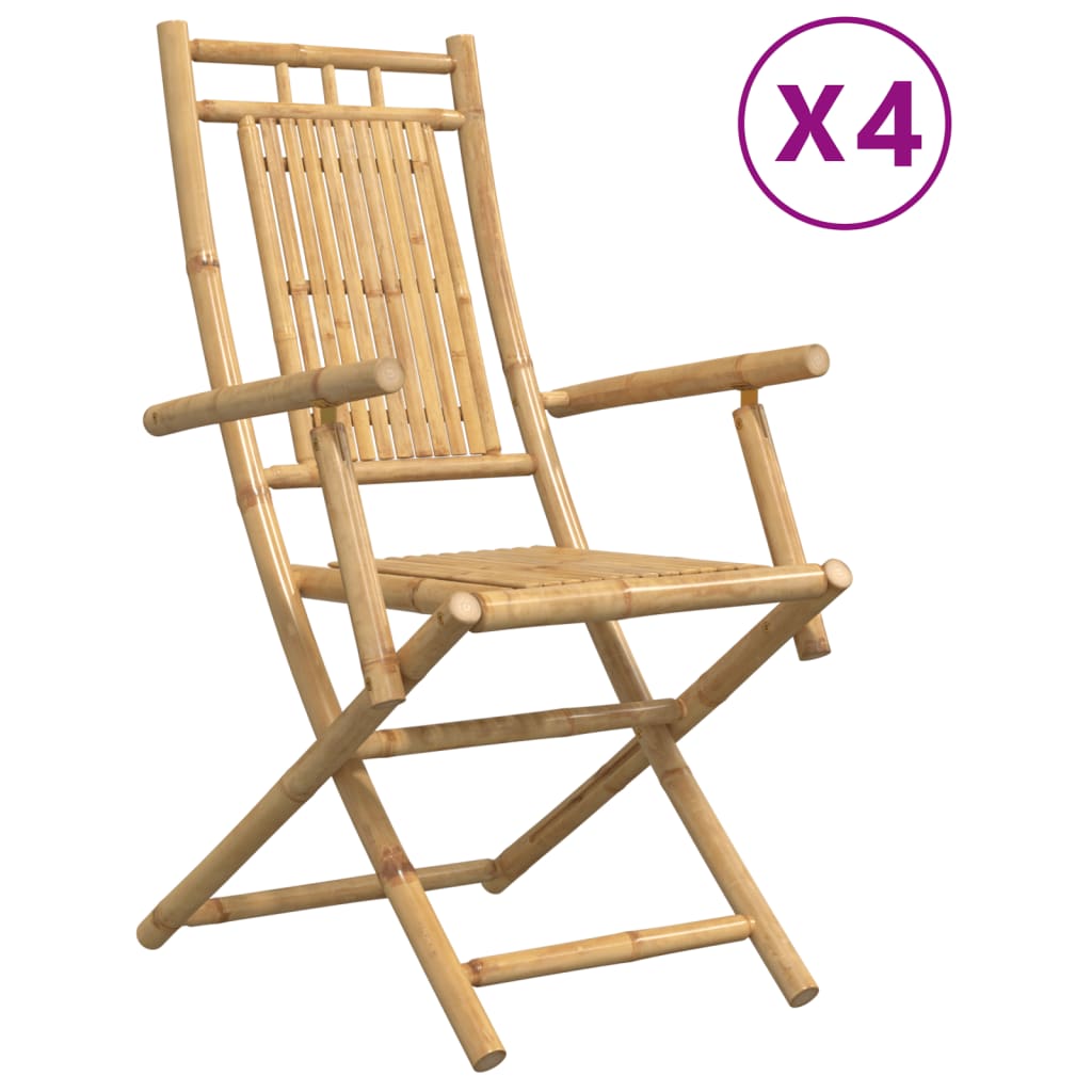 Tuinstoelen 4 st inklapbaar 53x66x99 bamboe is nu te koop bij PeponiXL, paradijselijk wonen!