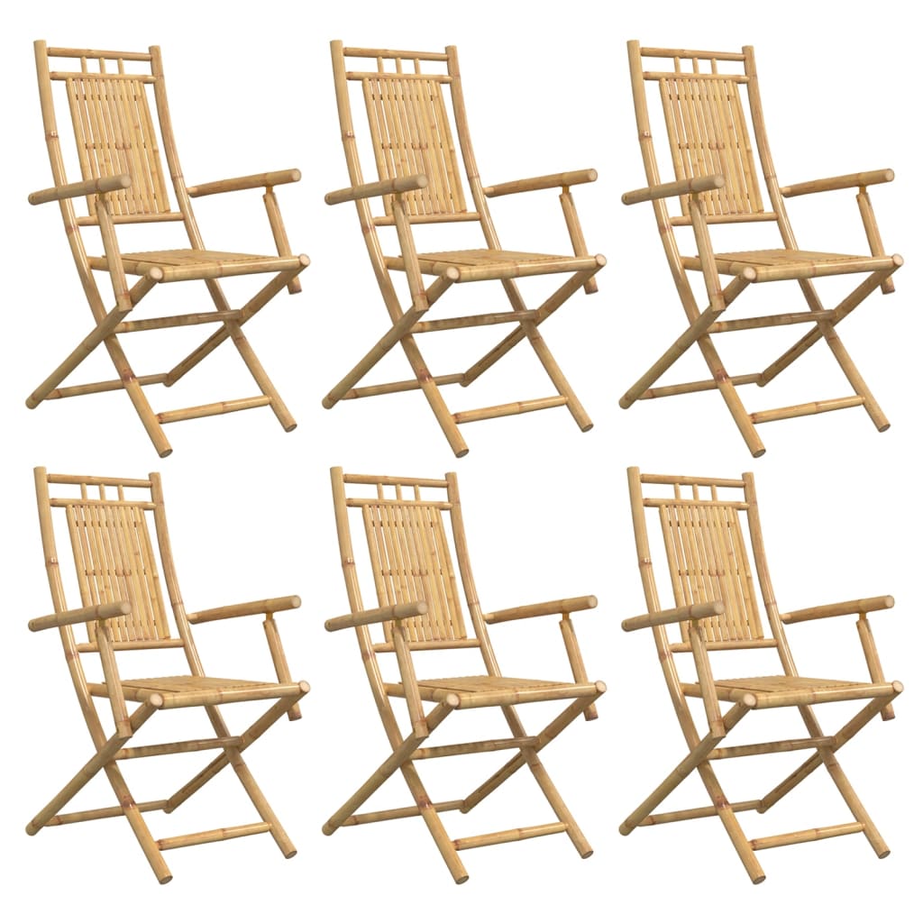 Tuinstoelen 6 st inklapbaar 53x66x99 bamboe is nu te koop bij PeponiXL, paradijselijk wonen!