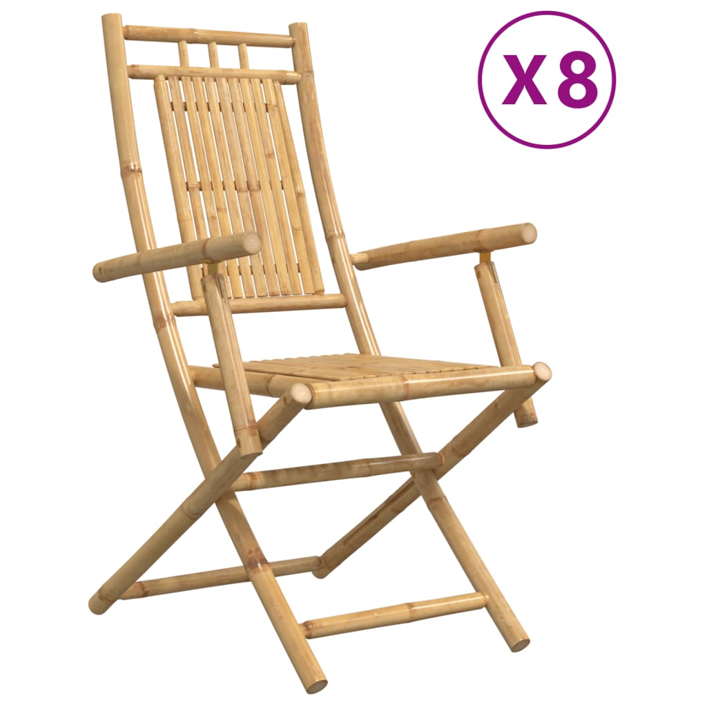Tuinstoelen 8 st inklapbaar 53x66x99 bamboe is nu te koop bij PeponiXL, paradijselijk wonen!