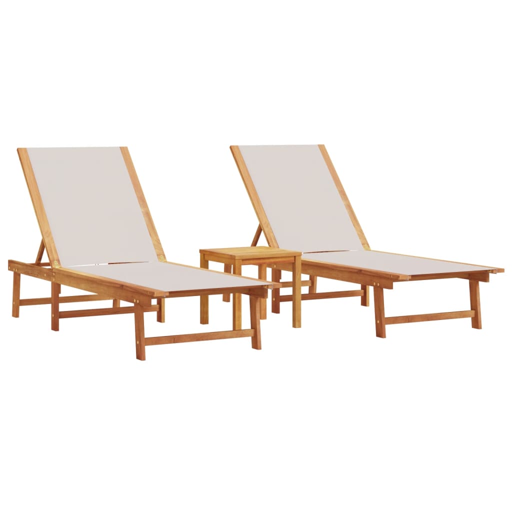 Ligbedden 2 st met tafel massief acaciahout en textileen grijs is nu te koop bij PeponiXL, paradijselijk wonen!