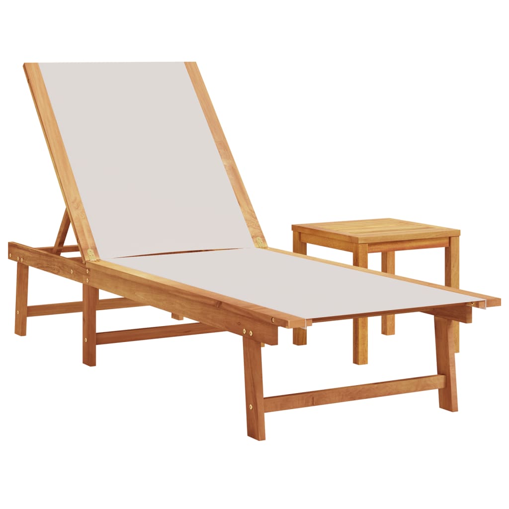 Ligbedden 2 st met tafel massief acaciahout en textileen grijs is nu te koop bij PeponiXL, paradijselijk wonen!