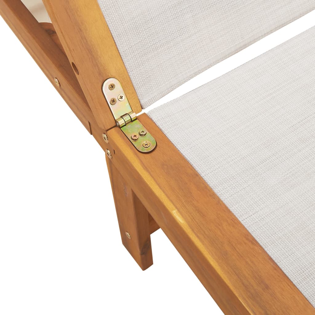 Ligbedden 2 st met tafel massief acaciahout en textileen grijs is nu te koop bij PeponiXL, paradijselijk wonen!