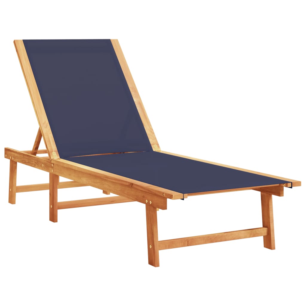 Ligbedden 2 st met tafel massief acaciahout en textileen blauw is nu te koop bij PeponiXL, paradijselijk wonen!