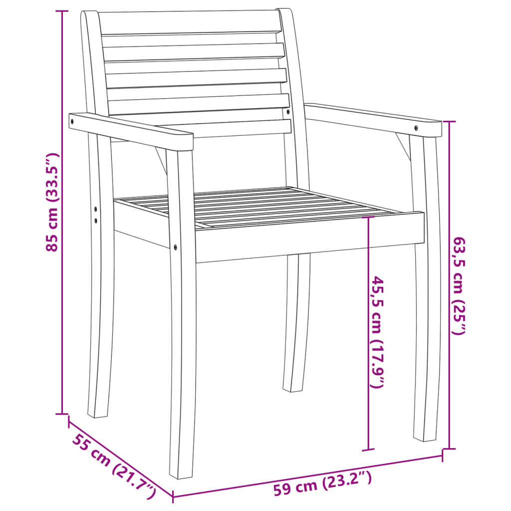 Tuinstoelen 8 st 59x55x85 cm massief acaciahout is nu te koop bij PeponiXL, paradijselijk wonen!