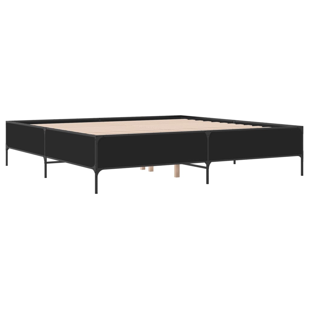 Bedframe bewerkt hout metaal zwart 180x200 cm is nu te koop bij PeponiXL, paradijselijk wonen!