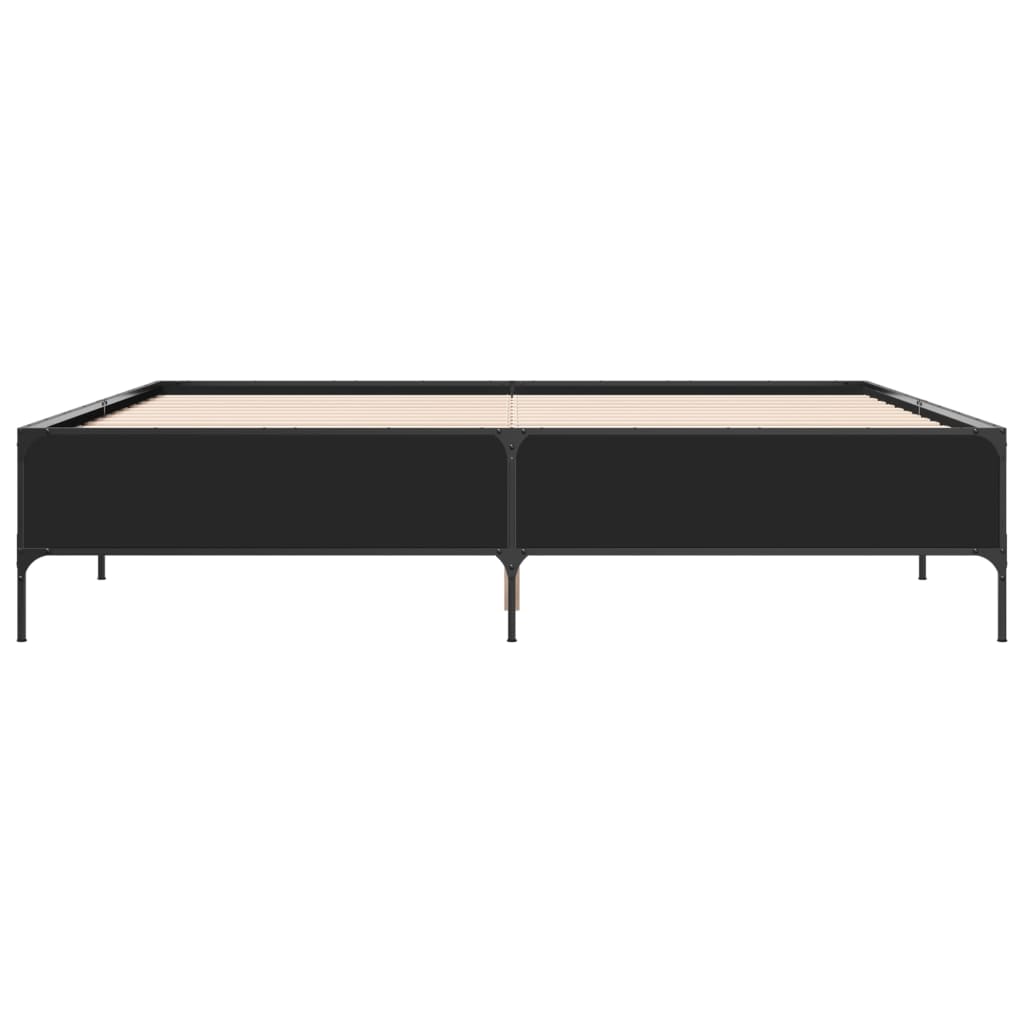 Bedframe bewerkt hout metaal zwart 180x200 cm is nu te koop bij PeponiXL, paradijselijk wonen!