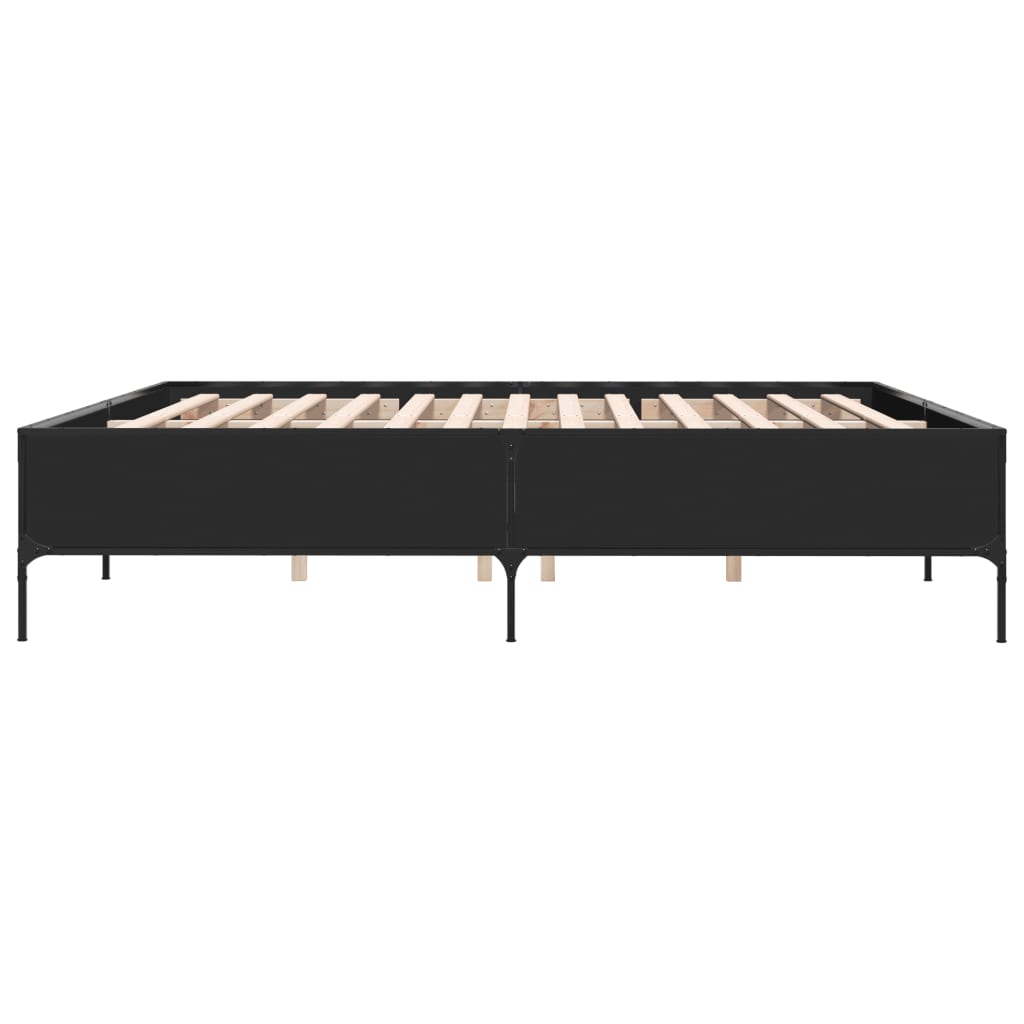 Bedframe bewerkt hout metaal zwart 180x200 cm is nu te koop bij PeponiXL, paradijselijk wonen!