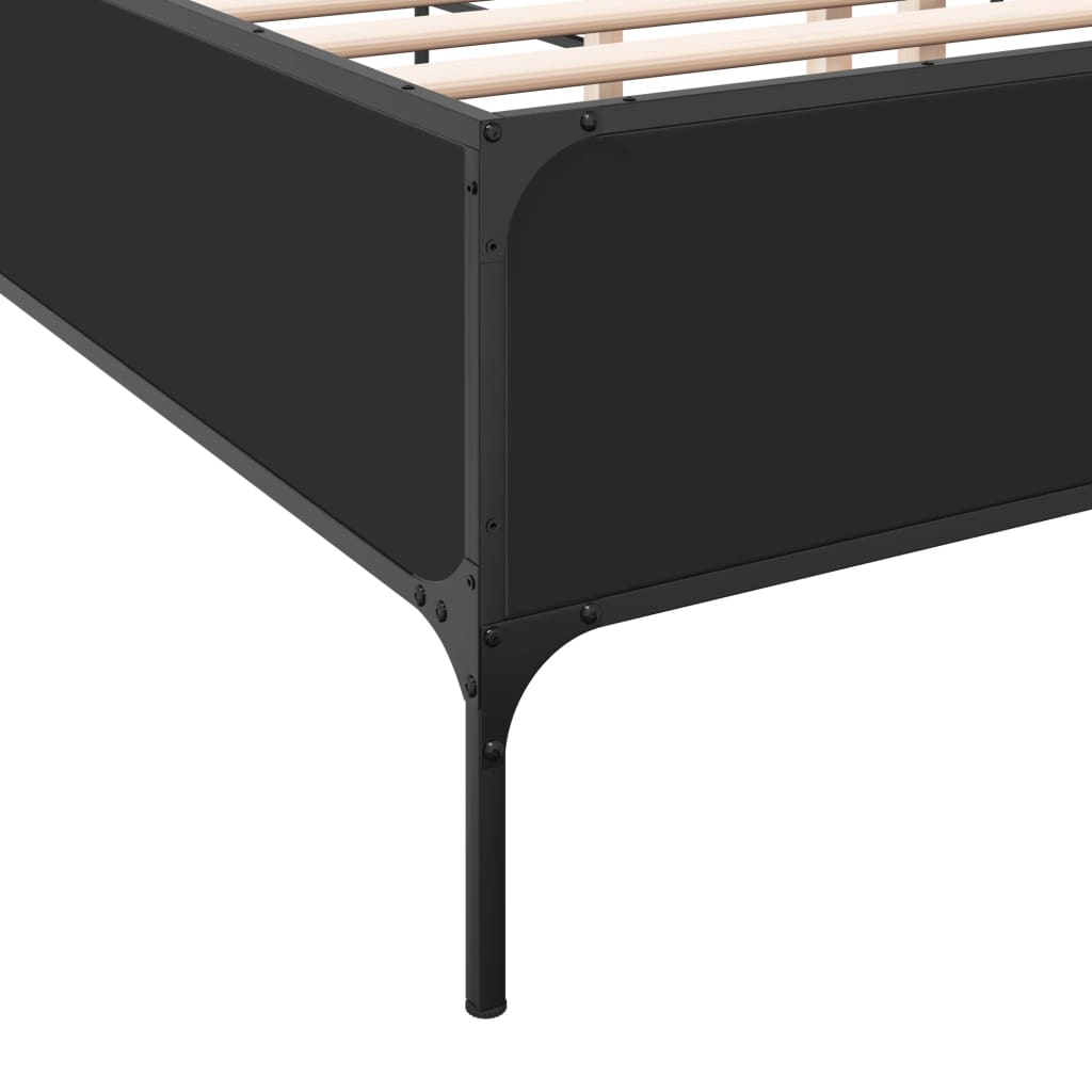 Bedframe bewerkt hout metaal zwart 180x200 cm is nu te koop bij PeponiXL, paradijselijk wonen!