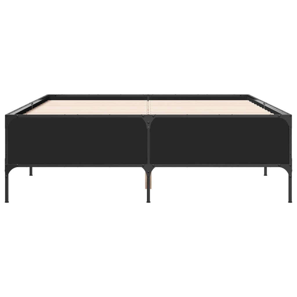 Bedframe bewerkt hout metaal zwart 140x200 cm is nu te koop bij PeponiXL, paradijselijk wonen!