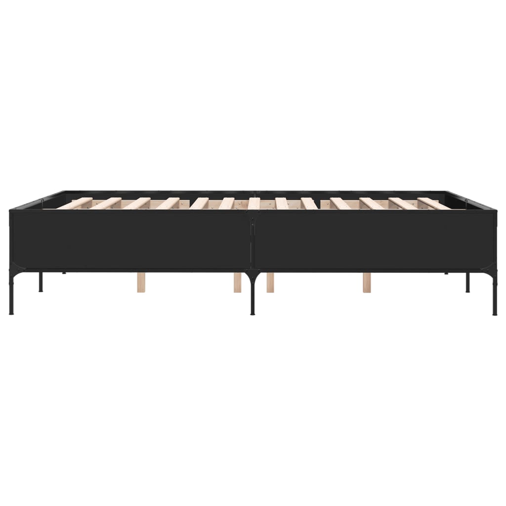 Bedframe bewerkt hout metaal zwart 140x200 cm is nu te koop bij PeponiXL, paradijselijk wonen!