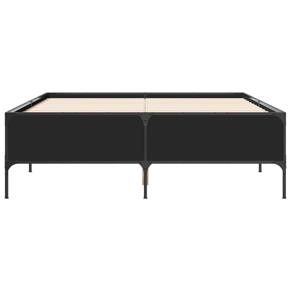 Bedframe LED bewerkt hout metaal zwart 140x190 cm is nu te koop bij PeponiXL, paradijselijk wonen!