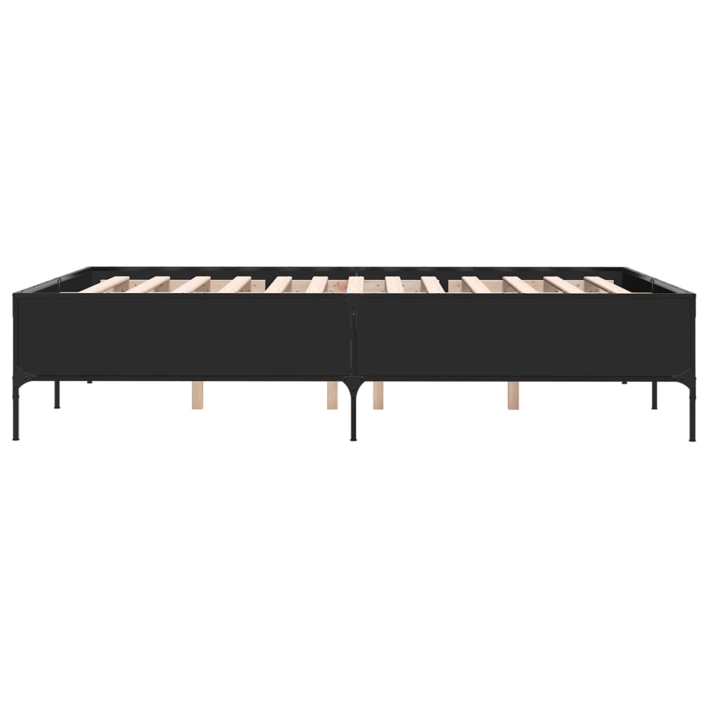 Bedframe bewerkt hout metaal zwart 120x190 cm is nu te koop bij PeponiXL, paradijselijk wonen!