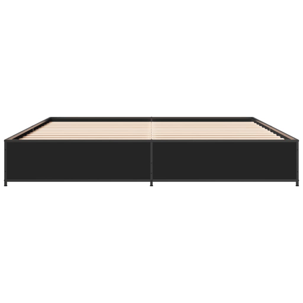Bedframe bewerkt hout metaal zwart 200x200 cm is nu te koop bij PeponiXL, paradijselijk wonen!
