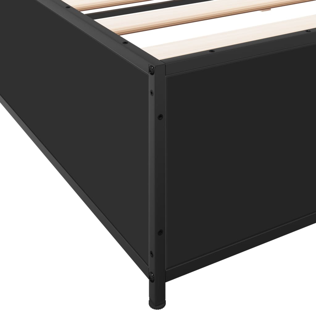 Bedframe bewerkt hout metaal zwart 200x200 cm is nu te koop bij PeponiXL, paradijselijk wonen!