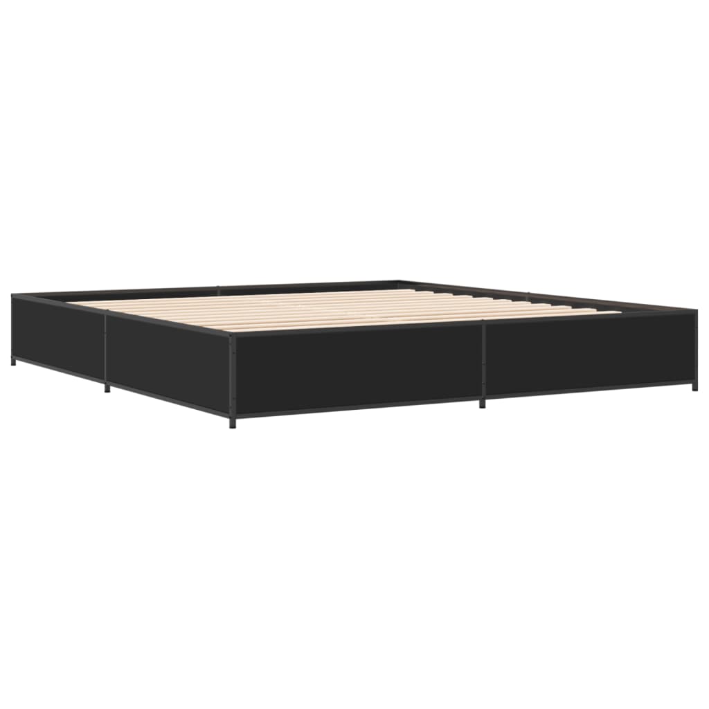 Bedframe bewerkt hout metaal zwart 160x200 cm is nu te koop bij PeponiXL, paradijselijk wonen!