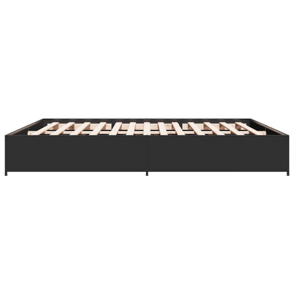 Bedframe bewerkt hout metaal zwart 160x200 cm is nu te koop bij PeponiXL, paradijselijk wonen!