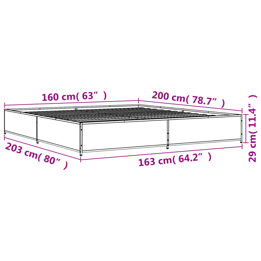 Bedframe bewerkt hout metaal zwart 160x200 cm is nu te koop bij PeponiXL, paradijselijk wonen!