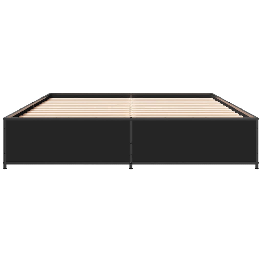 Bedframe bewerkt hout metaal zwart 150x200 cm is nu te koop bij PeponiXL, paradijselijk wonen!