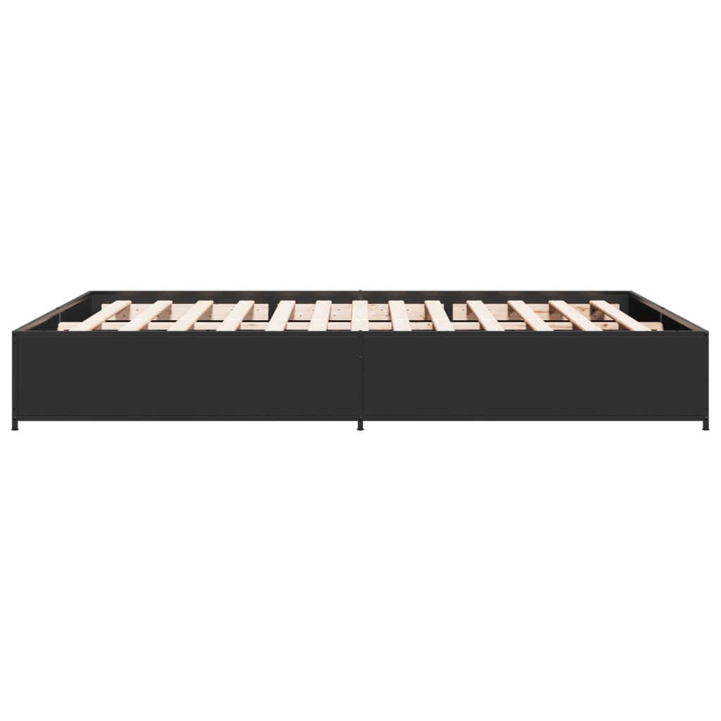 Bedframe bewerkt hout metaal zwart 150x200 cm is nu te koop bij PeponiXL, paradijselijk wonen!
