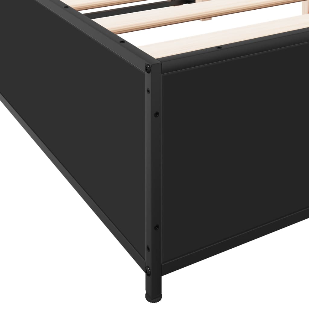 Bedframe bewerkt hout metaal zwart 150x200 cm is nu te koop bij PeponiXL, paradijselijk wonen!