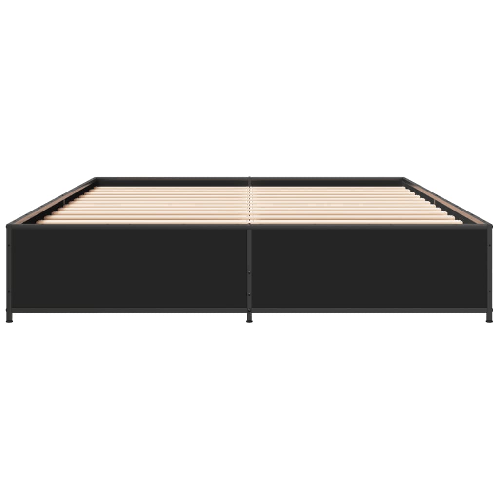 Bedframe bewerkt hout metaal zwart 140x200 cm is nu te koop bij PeponiXL, paradijselijk wonen!