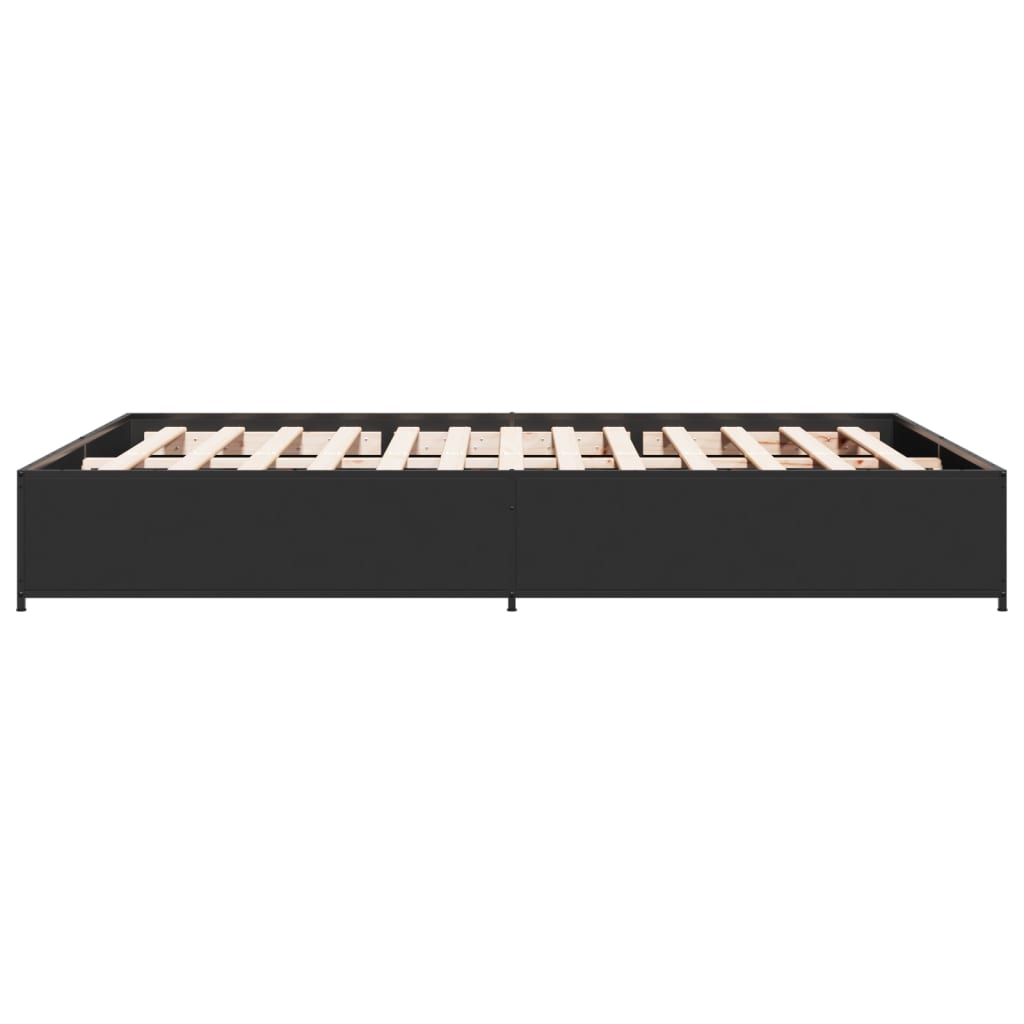 Bedframe bewerkt hout metaal zwart 140x200 cm is nu te koop bij PeponiXL, paradijselijk wonen!