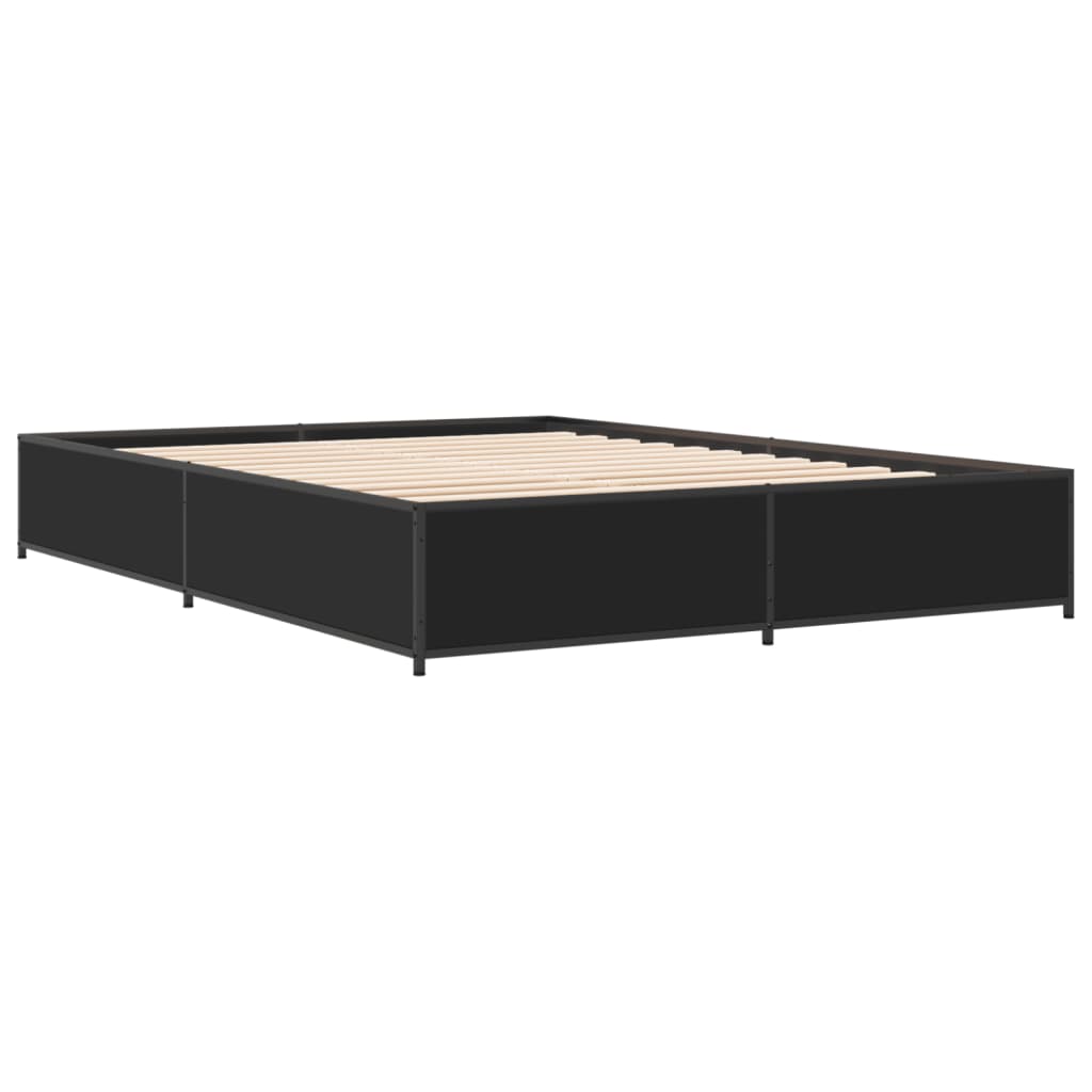 Bedframe bewerkt hout metaal zwart 120x200 cm is nu te koop bij PeponiXL, paradijselijk wonen!
