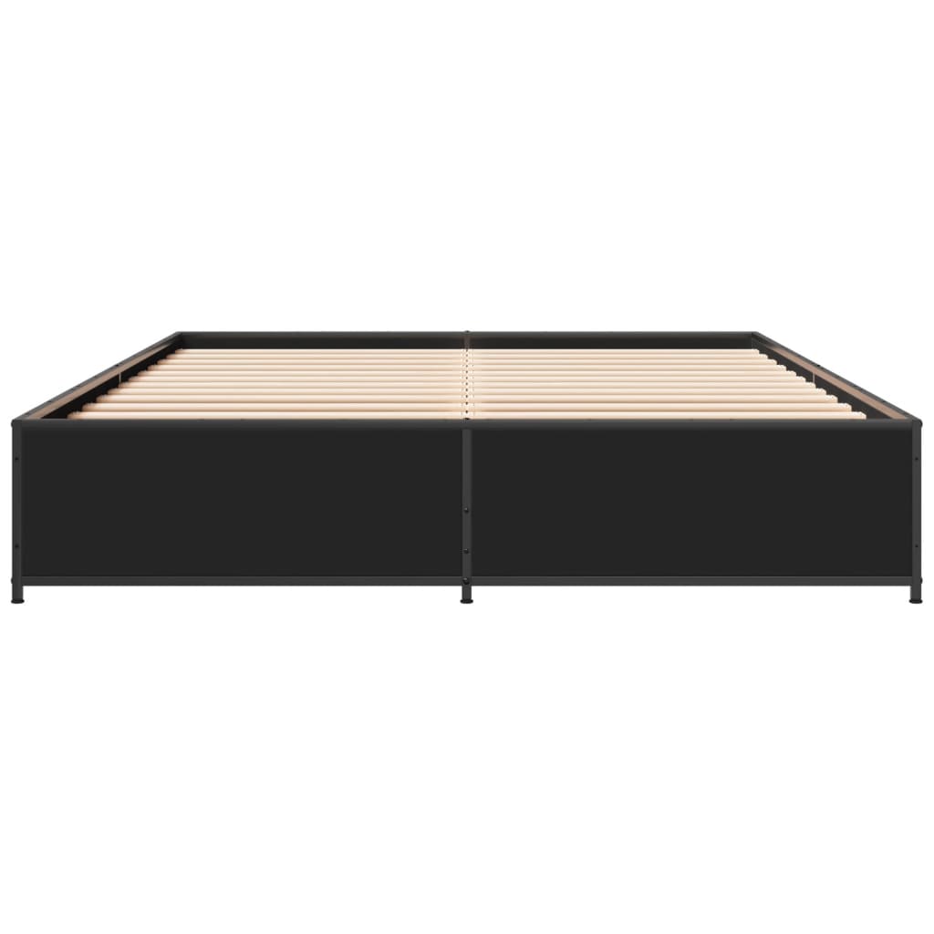 Bedframe LED bewerkt hout metaal zwart 140x190 cm is nu te koop bij PeponiXL, paradijselijk wonen!
