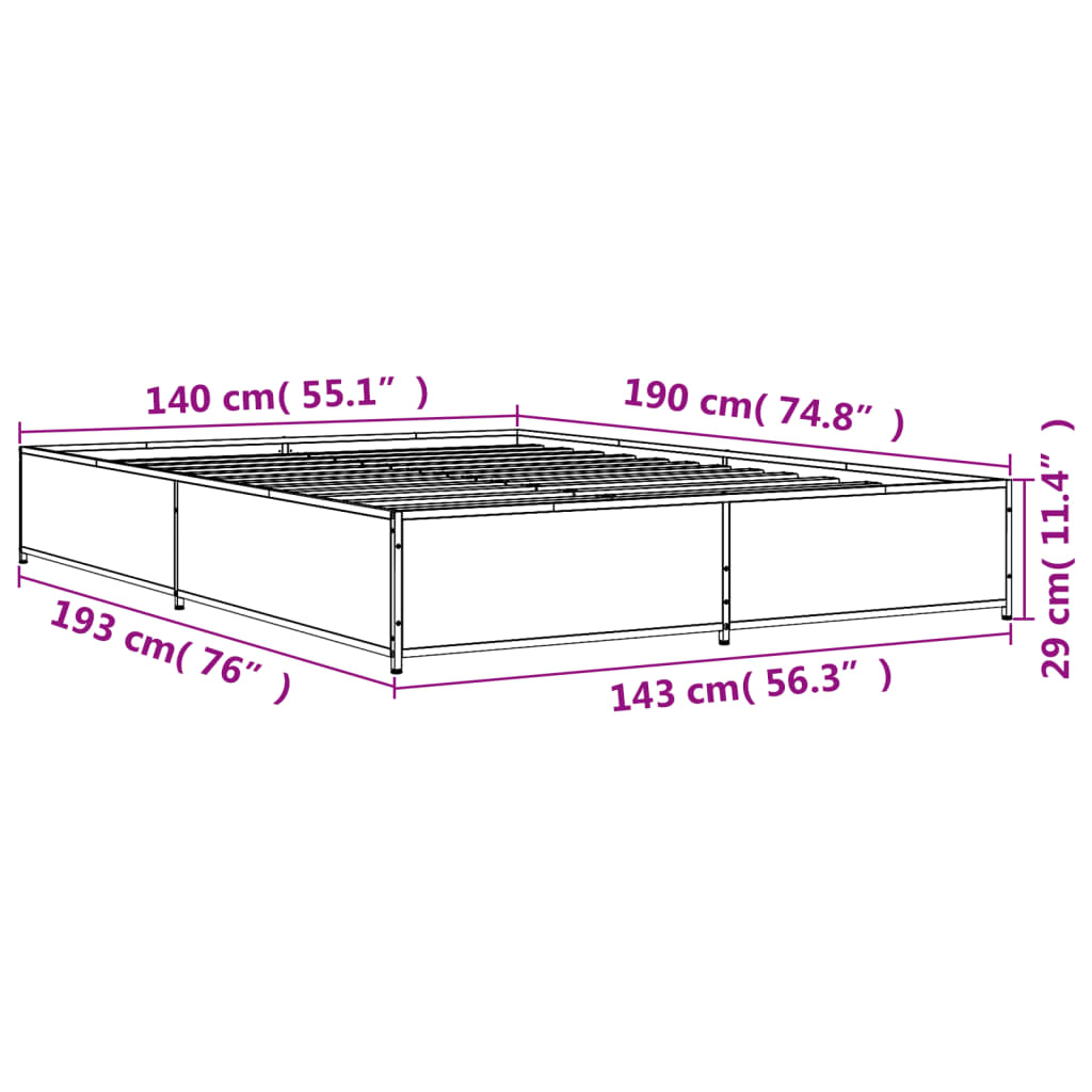 Bedframe LED bewerkt hout metaal zwart 140x190 cm is nu te koop bij PeponiXL, paradijselijk wonen!