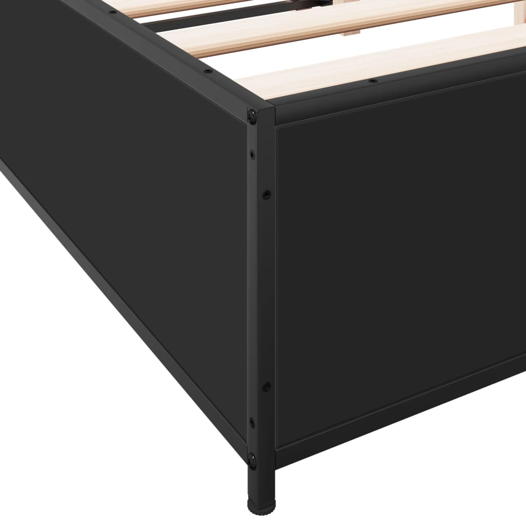Bedframe bewerkt hout metaal zwart 135x190 cm is nu te koop bij PeponiXL, paradijselijk wonen!