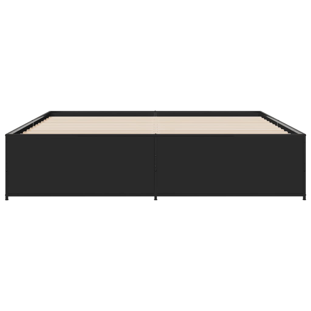 Bedframe bewerkt hout metaal zwart 200x200 cm is nu te koop bij PeponiXL, paradijselijk wonen!
