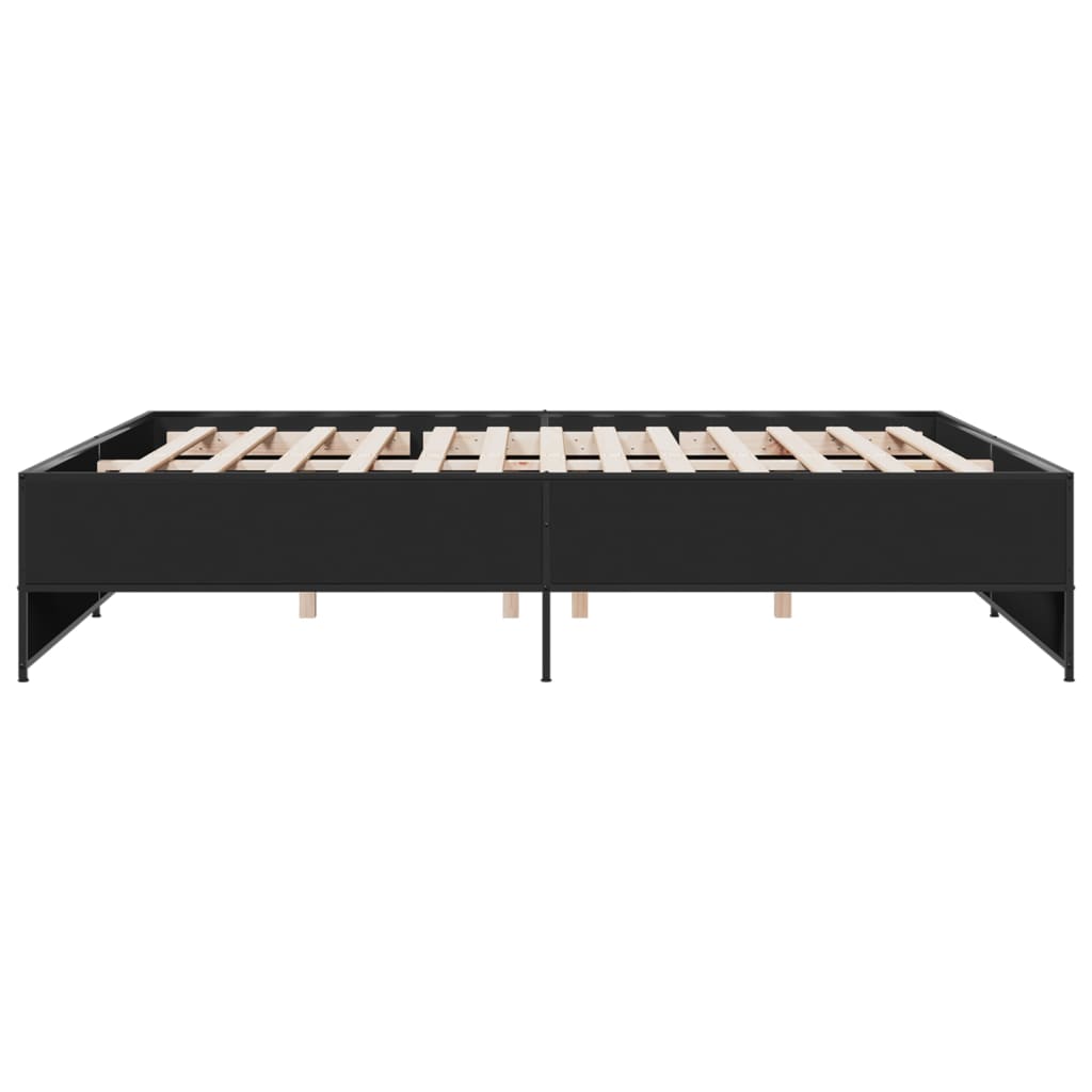 Bedframe bewerkt hout metaal zwart 200x200 cm is nu te koop bij PeponiXL, paradijselijk wonen!