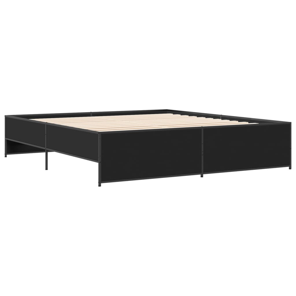 Bedframe bewerkt hout metaal zwart 180x200 cm is nu te koop bij PeponiXL, paradijselijk wonen!