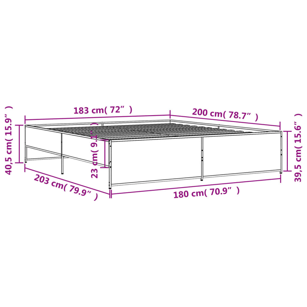 Bedframe bewerkt hout metaal zwart 180x200 cm is nu te koop bij PeponiXL, paradijselijk wonen!
