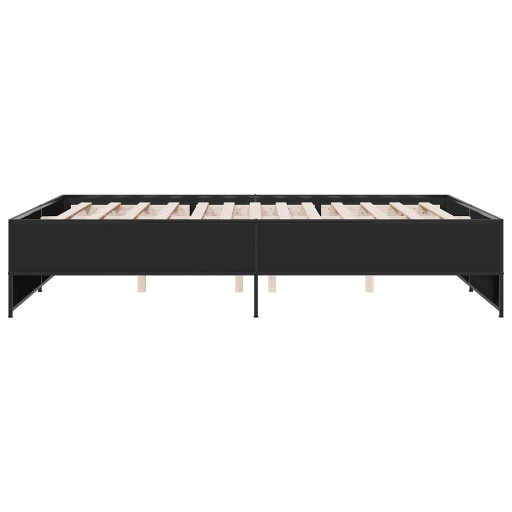 Bedframe bewerkt hout metaal zwart 160x200 cm is nu te koop bij PeponiXL, paradijselijk wonen!