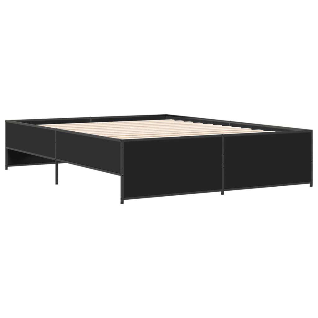 Bedframe bewerkt hout metaal zwart 160x200 cm is nu te koop bij PeponiXL, paradijselijk wonen!