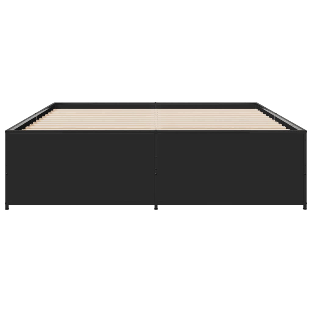 Bedframe bewerkt hout metaal zwart 150x200 cm is nu te koop bij PeponiXL, paradijselijk wonen!