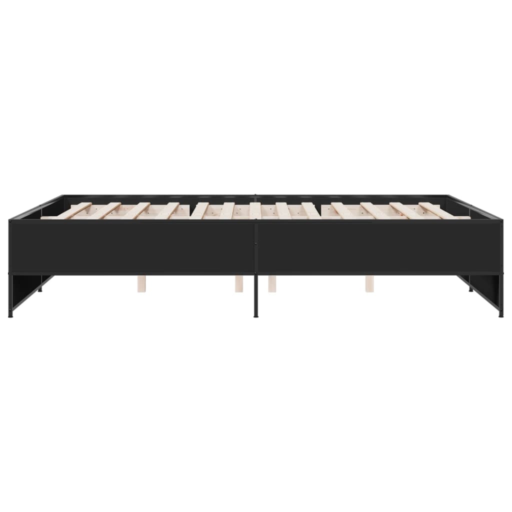 Bedframe bewerkt hout metaal zwart 150x200 cm is nu te koop bij PeponiXL, paradijselijk wonen!