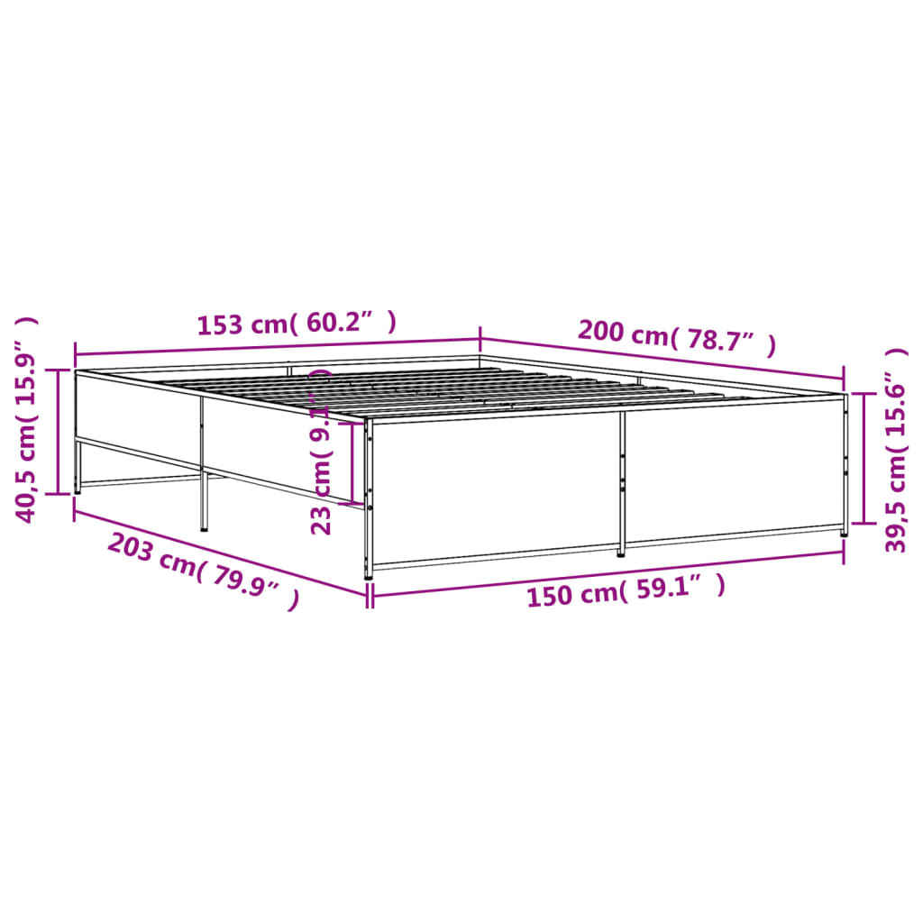 Bedframe bewerkt hout metaal zwart 150x200 cm is nu te koop bij PeponiXL, paradijselijk wonen!