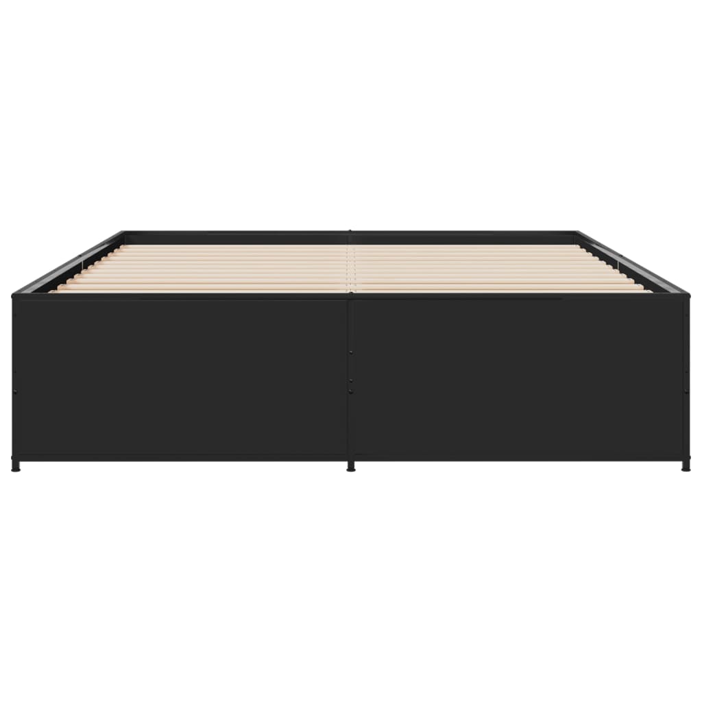 Bedframe bewerkt hout metaal zwart 140x200 cm is nu te koop bij PeponiXL, paradijselijk wonen!
