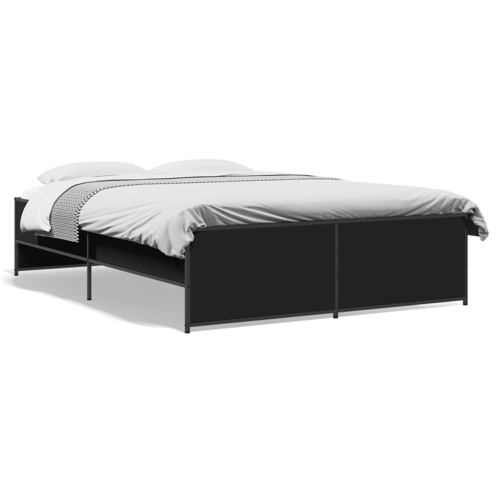 Bedframe bewerkt hout metaal zwart 120x200 cm is nu te koop bij PeponiXL, paradijselijk wonen!