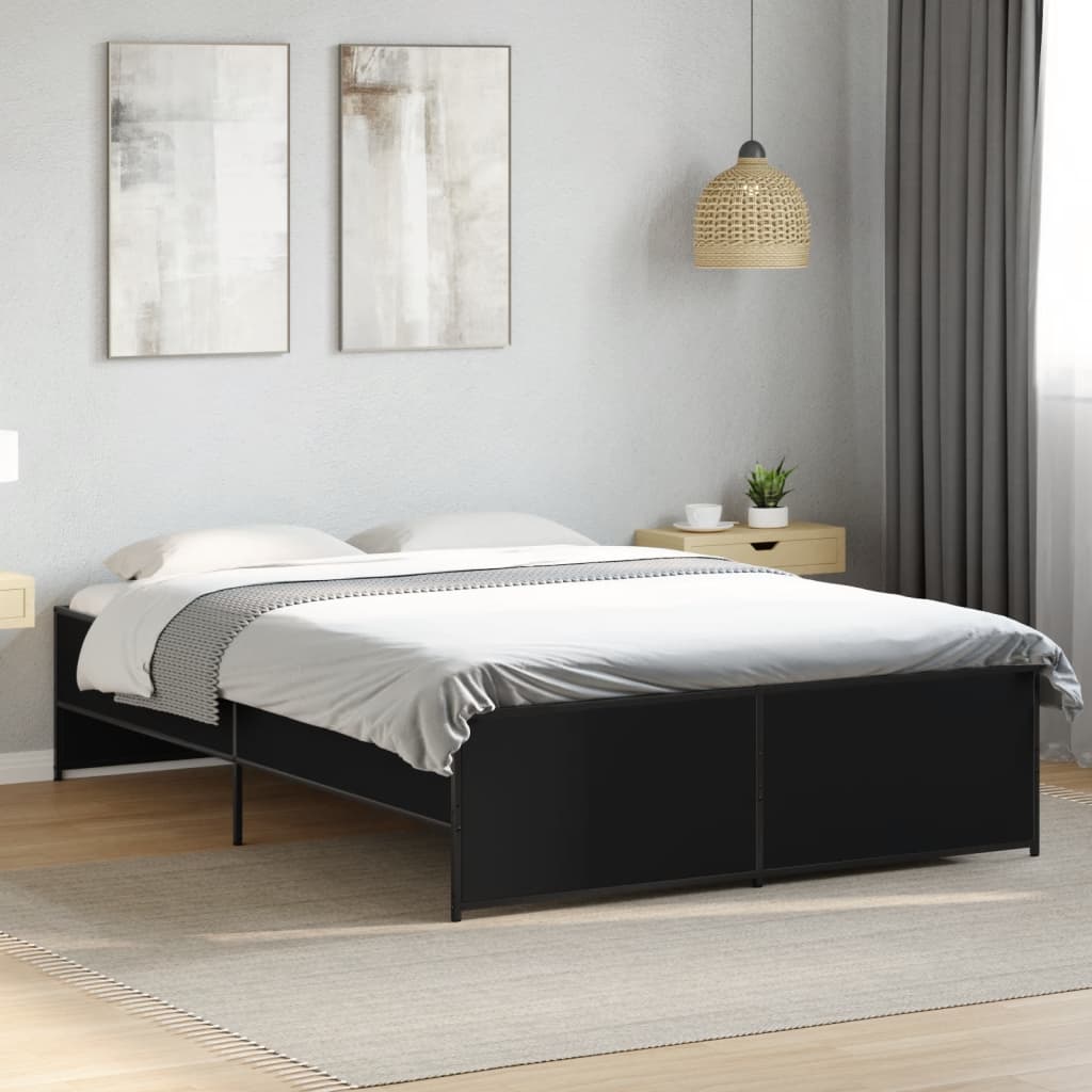 Bedframe bewerkt hout metaal zwart 120x200 cm is nu te koop bij PeponiXL, paradijselijk wonen!